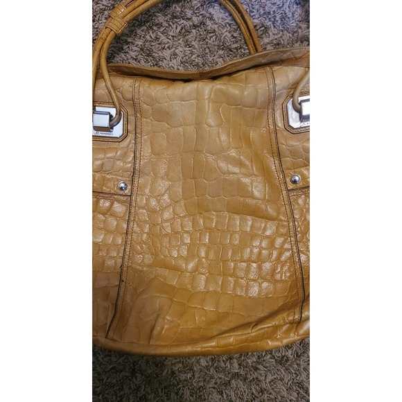 B. Makowsky Pebbled Leather Yellow Hobo Bag - Picture 2 of 8